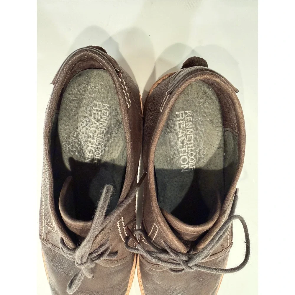 Kenneth Cole Reaction Oxfords Mens 8.5 Brown Leather Prove-N Dress Shoes Lace Up